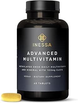 Methylated Multivitamin for Men and Women - Advanced Natural Daily Mens Multivitamins with CoQ10 100mg, Vitamins D3, K2, A, B Complex Vitamins, Folic Acid & Zinc - 60 Vegan Tablets