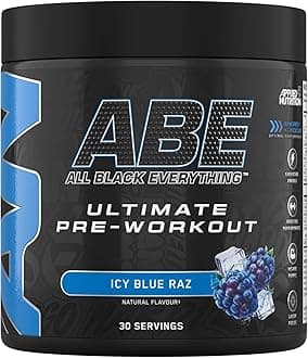 Applied Nutrition ABE Pre Workout - All Black Everything Pre Workout Powder, Energy & Physical Performance with Citrulline, Creatine, Beta Alanine (375g - 30 Servings) (ICY Blue Raz)