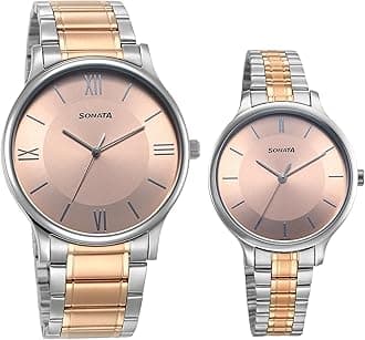 SonataSonata Pair Quartz Analog Pink Dial Stainless Steel Strap Watch for Couple_7710587050KM01