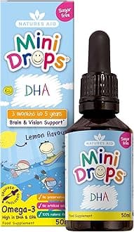 Natures Aid DHA Omega-3 Mini Drops for Infants and Children, Sugar Free, 50 ml