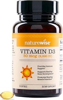 NatureWise Vitamin D3 2000iu (50 mcg) Healthy Muscle Function, and Immune Support, Non-GMO, Gluten Free in Cold-Pressed Olive Oil, (Mini Softgel), 30 Count, (Package May Vary)