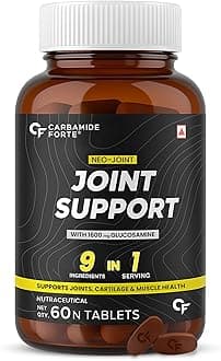 Joint Support Supplement for Adults with Glucosamine 1600mg Per Serving with Chondroitin, Boswellia, Turmeric & Ginger- Tablets 60 Count