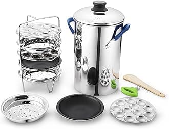 JVL Stainless Steel Multi Purpose Maker Full Set, Includes 1 Cooker, 5 Each o...