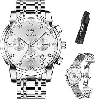 Mens Watches Luxury Waterproof Luminous Easy Read Chronograph Watches Full Gold/White Dail/Black Face with Calendar Wrist Watches