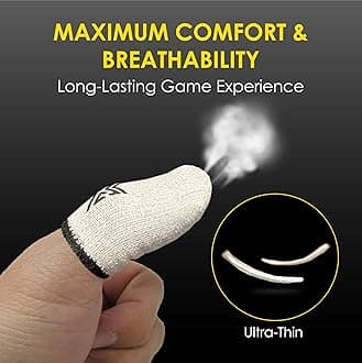 6 Pack Mobile Gaming Corps ClawSocks Phone Gaming Finger Sleeves - Silver White Thread