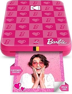 KODAK x Barbie Instant Smartphone Portable Photo Printer, Full Color, Wireless, Zink 2x3” (5.1x7.5 cm) Sticky-Back Photos, Print from iOS & Android Devices with Fun Editing App, Iconic Style
