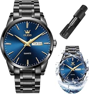 - Mens Watches Luxury Waterproof Luminous Easy Read Chronograph Watches Full Gold/White Dail/Black Face with Calendar Wrist Watches