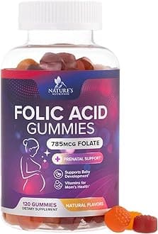 Folic Acid Gummies for Women - Folate 785 mcg Per Serving - Essential Prenatal Vitamins for Mom & Baby, Vegan Folic Supplement Gummy, Daily B9 Vitamin, Before During After Pregnancy - 120 Gummies