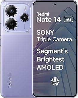 Redmi Note 14 5G (Phantom Purple, 8GB RAM 128GB Storage) | Global Debut MTK Dimensity 7025 Ultra | 2100 nits Segment Brightest 120Hz AMOLED | 50MP Sony LYT 600 OIS+EIS Triple Camera