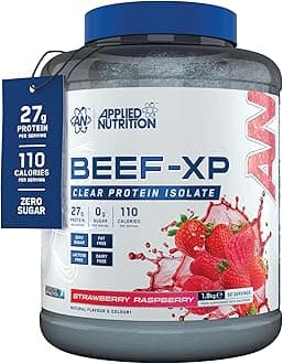 Clear Hydrolysed Beef Protein Isolate Powder, Fruit Juice Style, Dairy Free, Lactose Free, Zero Sugar, Low Fat, 1.8kg - 60 Servings (Strawberry & Raspberry)