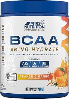 Applied Nutrition BCAA Powder Branched Chain Amino Acids Supplement with Vitamin B6, Replenish Electrolytes, Amino Hydrate Intra Workout and Recovery Powdered Energy Drink 450g (Orange Mango)