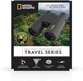 Explore Scientific National Geographic 8x42 Binoculars for Adults – Lightweight 8X Magnification Roof Prism Binoculars for Birdwatching Hunting Sports Travel Hiking
