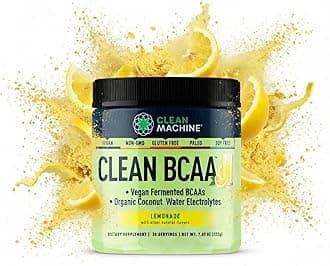 Clean BCAA - 2:1:1 Food Sourced BCAAs Powder & Coconut Water Electrolytes Recovery & Amino Energy Supplement - Award Winning Vegan Amino Acid Supplement - 30 Servings - Lemonade