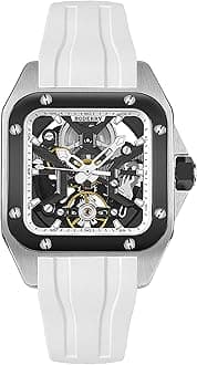 BODERRY Square Automatic Titanium Watch for Men 72H Power-Reserve Side Transparent Case 10ATM Waterproof Swiss Super-Luminous Sports Wrist Watches-Storm