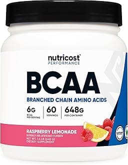 BCAA Powder (Raspberry Lemonade, 60 Servings) - Optimal 2:1:1 Ratio