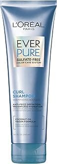 L'Oreal Paris EverCurl Sulfate Free Shampoo for Curly Hair, Lightweight, Anti-Frizz Hydration, Gentle on Curls, with Coconut Oil, 8.5 Fl; Oz (Packaging May Vary)