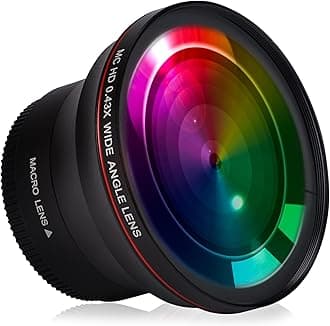 Hisewn 55MM 0.43x Professional HD Wide Angle Lens (Macro Portion) for Nikon D3400, D3500, D5500, D5600 and Sony Alpha Cameras,Free Lens Clean Cloth Store Bag.