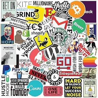 CodersParadise 58 Motivational Stickers for Entrepreneurs | Waterproof Inspirational Quote Vinyl Stickers for Laptop, Journal, Diary, Bottles – Self-Adhesive 7.6 cm