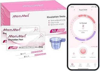 – MOMMED Ovulation Test Strips, 50 LH Ovulation Kit + 50 Collection Cups, Accurately Track Ovulation Test, High Sensitivity Ovulation Tests