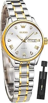 OLEVS Women Watches Business Dress Female Ladies for Small Wrist Watch Gold Silver Tone Stainless Steel Band Analog Quartz Day Date Waterproof Lady Watches