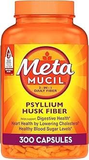 Daily Psyllium Husk Powder Supplement, 3-in-1 Fiber for Digestive Health, Plant Based Fiber, 300ct Capsules