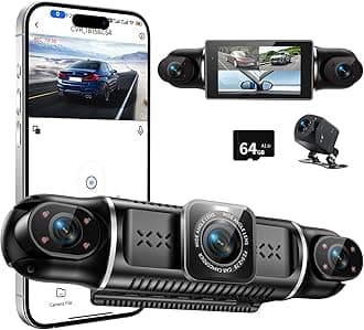 360°View 4 Channel Dash Cam, 2K+1080P Front and Rear Inside Left Right, Wireless Dash Camera for Cars, Built-in G-Sensor, IR Night Vision