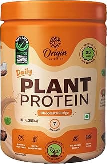 100% Natural Plant Based Protein Powder, Chocolate Flavour with 25g per serve Plant Based Protein, Gluten Free, Dairy Free, No Added Sugar, Soy Free, Non - GMO, Jain, 7 Servings, 283g