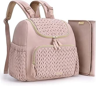 Diaper Bag Small Diaper Backpack Stylish Baby Travel Backpacks with Insulated Pockets, Changing Pad, Stroller Straps