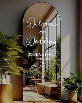Personalized Welcome Mirror/Board Sign Sticker - Custom Wedding Sign Decal for Mirror or Glass, Elegant Reception Decor W3 (H70xW45-50cm)