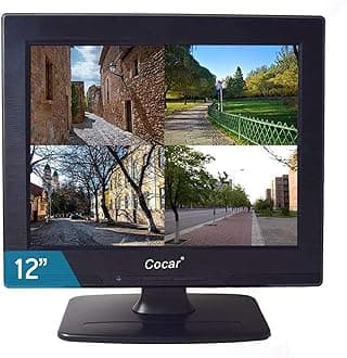 Cocar CCTV Monitor, 12 inch LCD Security Monitor HDMI VGA AV & BNC 4:3 HD Computer Monitor Display LCD Screen with 2 Built-in Speakers USB Drive Player for Home/Store Surveillance Camera STB PC