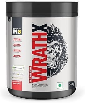 - MuscleBlaze Pre Workout Wrathx Powder, Fruit Fury (20 Servings, 340g) | With Creapure, NitroBlaze & BioPerine