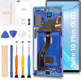 Note 10+ 5G OLED LCD Display +Aura Blue Frame for Samsung Galaxy Note10 Plus/5G SM-N975U N975W N976U 6.8" LCD Screen Display Replacement Touch Digitizer Assembly Kit