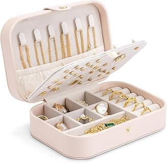 VLANDO Jewelry Box, Portable, Compact, Accessory Case, Cute, Travel Jewelry Case, Mini Earrings, Ring, Accessory Storage (Light Pink)