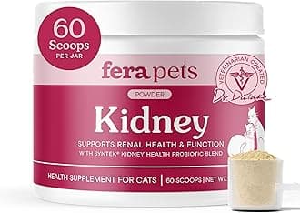Fera Pets Cat Kidney Support Powder with Antioxidants & Probiotics - Enhances Renal Health & Function - Promotes Regular Detoxification - 60 Scoops