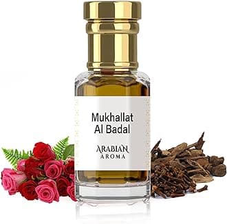 Mukhallat Al Badal Attar | Long-Lasting Oud & Rose Perfume with Frankincense | Alcohol-Free, Long-Lasting | 100% Pure | Traditional Arabian Itra Perfume for Men & Women (6ml)