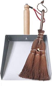 Mini Metal Dustpan and Brush Set, Natural Hand Broom, Stainless Steel Dust Pan, Heat-Safe for Fireplace Ash Cleaning, Anti-Static, Eco-Friendly