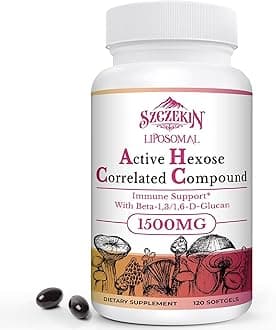 1500mg Liposomal Active Hexose Correlated Supplement,120 Soft Gels Beta-Glucans with Natural Mushroom Extract, Immune System, Liver Function, Maintain T-Cell & Killer Cell Activity