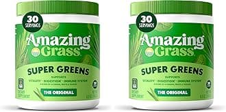 Greens Blend Superfood:Greens Powder Mix for Energy,with Organic Spirulina,Chlorella,Beet Root Powder,Digestive Enzymes & Probiotics,Original,(Packaging May Vary),30 Servings,(Pack of 2)