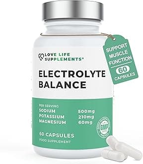 Electrolyte Balance, 60 Capsules, 30 Servings, High Strength 1000mg Sodium Chloride, Magnesium & Potassium for Maximum Hydration, Sugar Free Electrolytes Tablets, Zero Fillers - Love Life Supplements