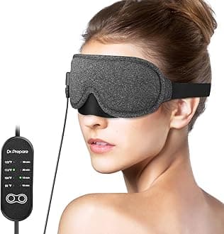 Heated Eye Mask With Temperature & Timer Control, USB Warm Compress for Dry Eyes, Sleep, Blepharitis, Dark Circles, MGD and Puffy Eyes - Earplugs Included