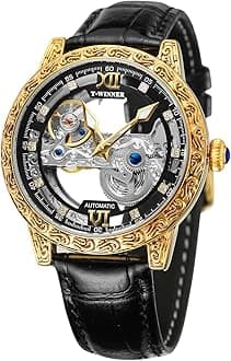 Skeleton Watch for Men Transparent Movement Mechanical Watch Luxury Tourbillon Self Winding Mens Wrist Watch