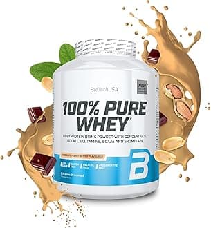 BioTechUSA 100% Pure Whey | Protein Powder with BCAA and Glutamine | Gluten-Free, Palm Oil Free | 21g Protein per Serving, 2.27 kg, Chocolate-Peanut Butter