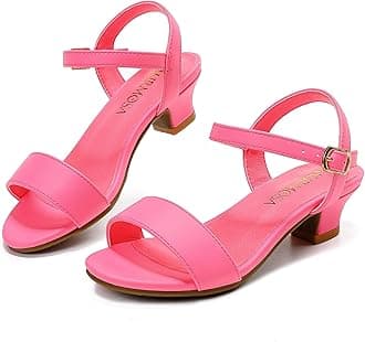 LAURMOSA Girls Sandals Low Heels Girls Dress Shoes in Wedding Party Summer Open Toe Ankle Strap for Little Big Kids Toddler