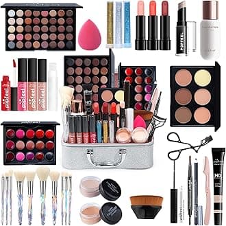 FantasyDay All-in-one Holiday Make up Gift Set | Makeup Kit for Women Full Kit Essential Starter Bundle Include Eyeshadow Palette Lipstick Blush Foundation Concealer Face Powder Mascara Lipgloss Brush
