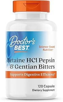 Doctor's Best Betaine Hcl Pepsin & Gentian Bitters (Support Digestive Health) - 120 Caps, 100 grams