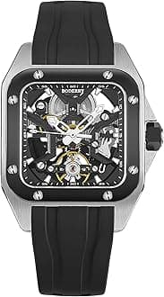 BODERRYSquare Automatic Titanium Watch for Men 72H Power-Reserve Side Transparent Case 10ATM Waterproof Swiss Super-Luminous Sports Wrist Watches-Storm