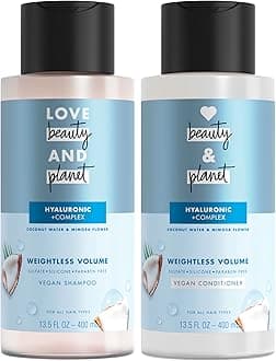 Love Beauty And Planet Volume and Bounty Thickening Shampoo and Conditioner For Hair Volume and Fine Hair Care Coconut Water & Mimosa Flower, Paraben Free, Silicone Free, and Vegan 13.5 oz 2 count