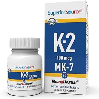 Vitamin K2 MK-7 (Menaquinone-7) 100 mcg - Bone Strength & Health Support Supplement - Aids Healthy Heart Function - Bariatric-Friendly - 60 Sublingual Dissolving Tablets