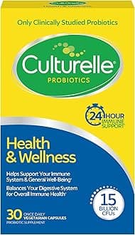 Health & Wellness Daily Probiotic Supplement For Men & Women, Helps Support Your Immune System, Occasional Diarrhea, Gas & Bloating, 15 Billion CFUs, Non-GMO, 30 Count