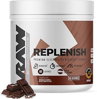 RAW Replenish, Premium Electrolytes Powder Recovery Formula, Chocolate (60 Servings) - Flavored Electrolyte Drink Mix Supplement for Hydration, Replenishment, Endurance & Performance Workouts